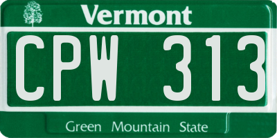 VT license plate CPW313