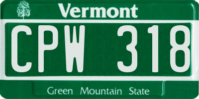 VT license plate CPW318