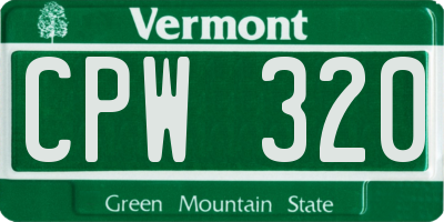 VT license plate CPW320