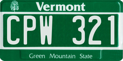 VT license plate CPW321
