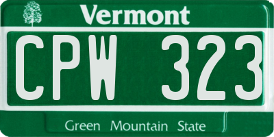 VT license plate CPW323