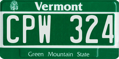 VT license plate CPW324