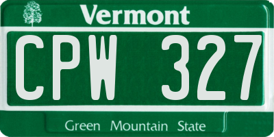 VT license plate CPW327