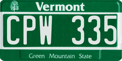 VT license plate CPW335