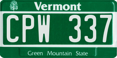 VT license plate CPW337