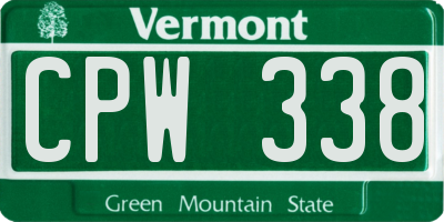 VT license plate CPW338