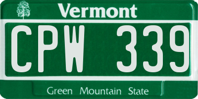VT license plate CPW339