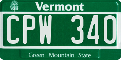 VT license plate CPW340