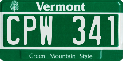 VT license plate CPW341