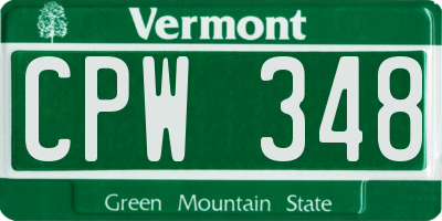 VT license plate CPW348