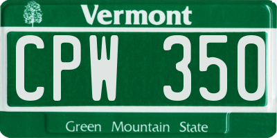 VT license plate CPW350