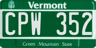 VT license plate CPW352