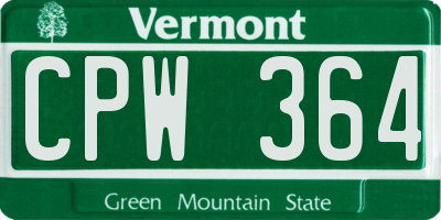 VT license plate CPW364