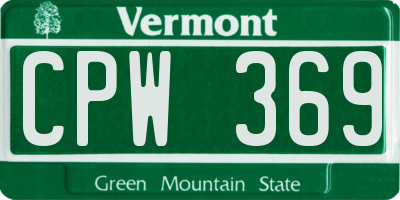 VT license plate CPW369