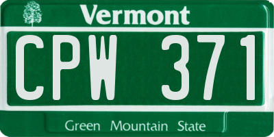 VT license plate CPW371