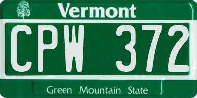 VT license plate CPW372