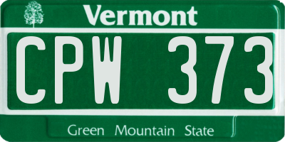 VT license plate CPW373