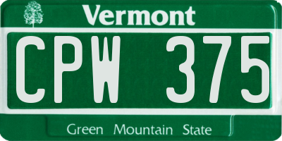 VT license plate CPW375