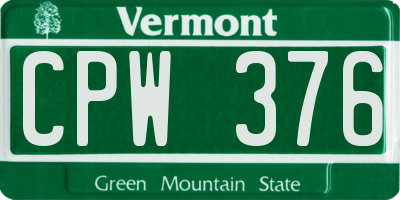 VT license plate CPW376