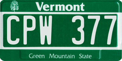 VT license plate CPW377