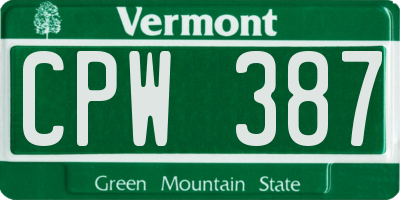 VT license plate CPW387