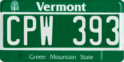 VT license plate CPW393