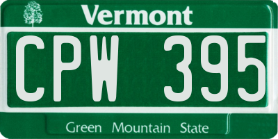 VT license plate CPW395