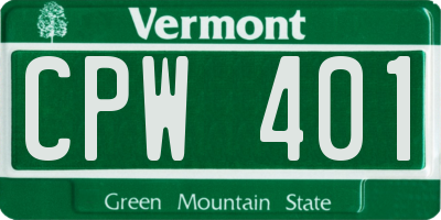 VT license plate CPW401