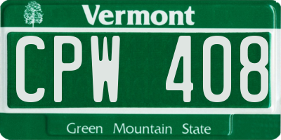 VT license plate CPW408