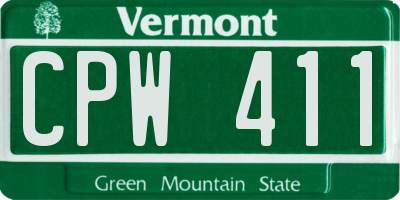 VT license plate CPW411
