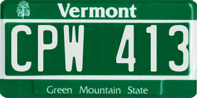 VT license plate CPW413