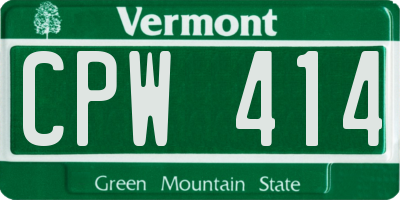VT license plate CPW414