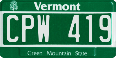 VT license plate CPW419