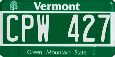 VT license plate CPW427