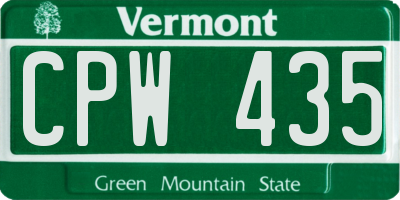 VT license plate CPW435