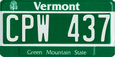 VT license plate CPW437