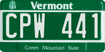 VT license plate CPW441