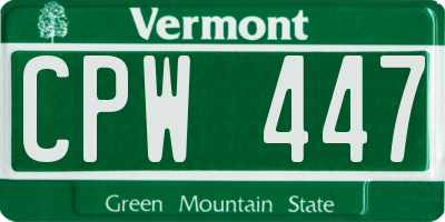 VT license plate CPW447