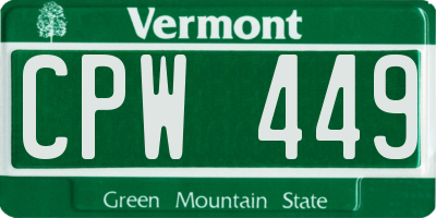 VT license plate CPW449