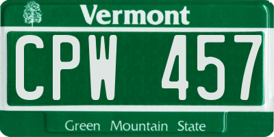 VT license plate CPW457