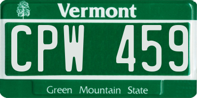 VT license plate CPW459