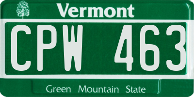 VT license plate CPW463
