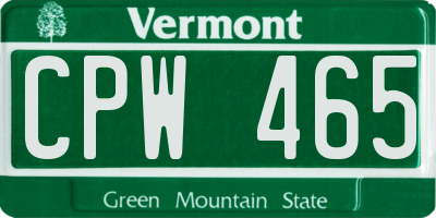 VT license plate CPW465