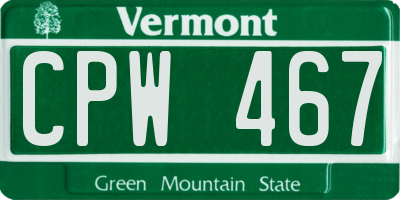 VT license plate CPW467