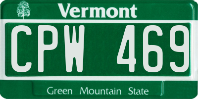VT license plate CPW469