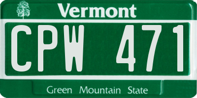 VT license plate CPW471