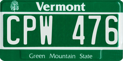 VT license plate CPW476