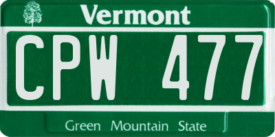 VT license plate CPW477