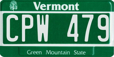 VT license plate CPW479