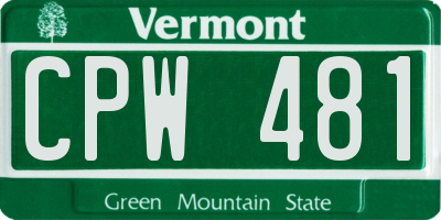 VT license plate CPW481